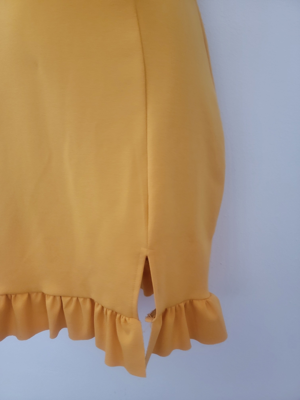 Yellow Ruffle Strap Bodycon Dress - Picture 3 of 4